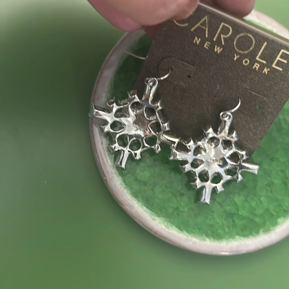 Large Crystal Cluster Drop Earrings - silver